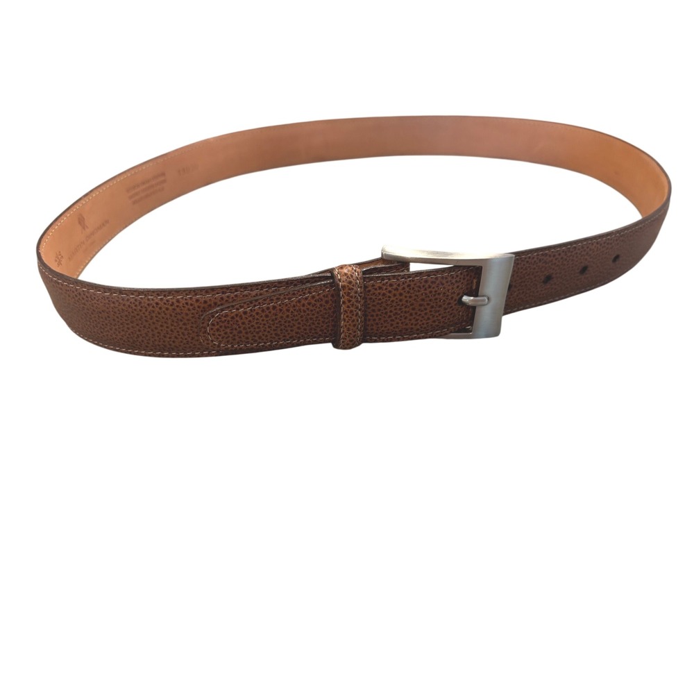 Martin Dingman Mens Brown Scotch Grain Leather Belt 34 Handcrafted USA 11030